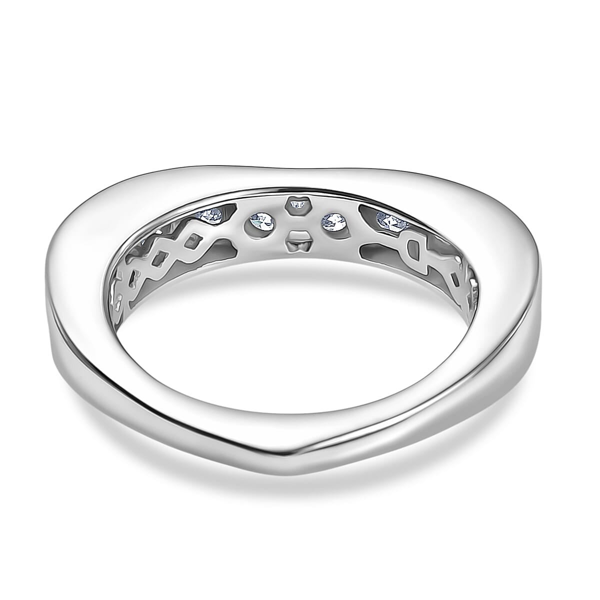 D'Joy Moissanite Band Ring in Platinum Overlay Sterling Silver 1.23 Ct.