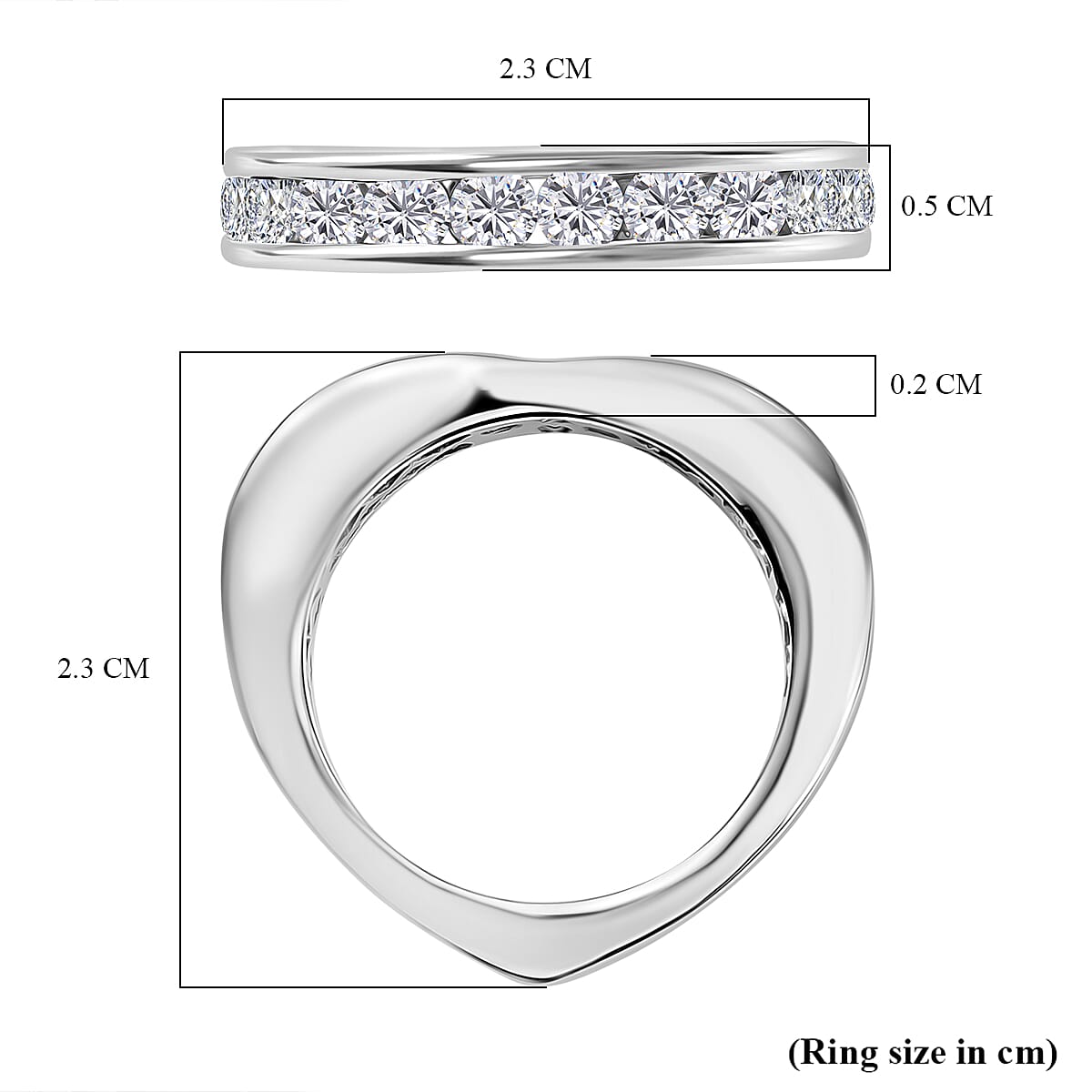 D'Joy Moissanite Band Ring in Platinum Overlay Sterling Silver 1.23 Ct.