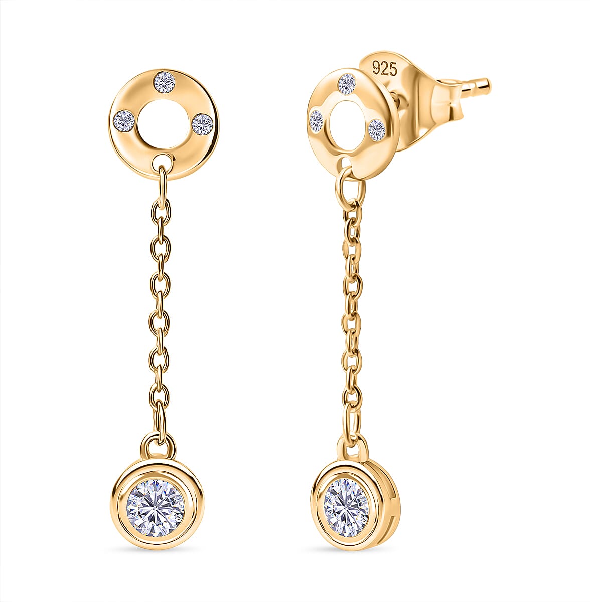 D'Joy Moissanite Earring in 18K Yellow Gold Plating Sterling Silver