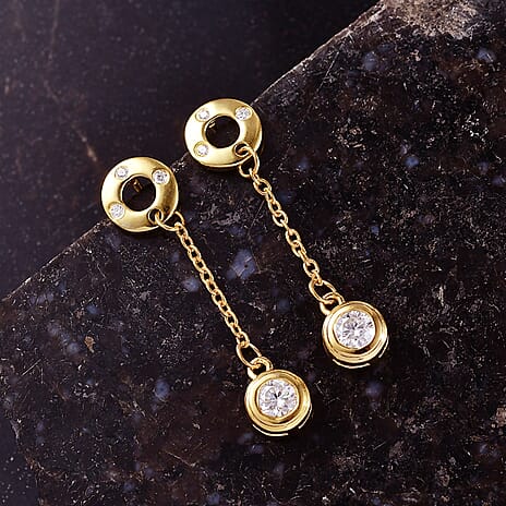 D'Joy Moissanite Earring in 18K Yellow Gold Plating Sterling Silver