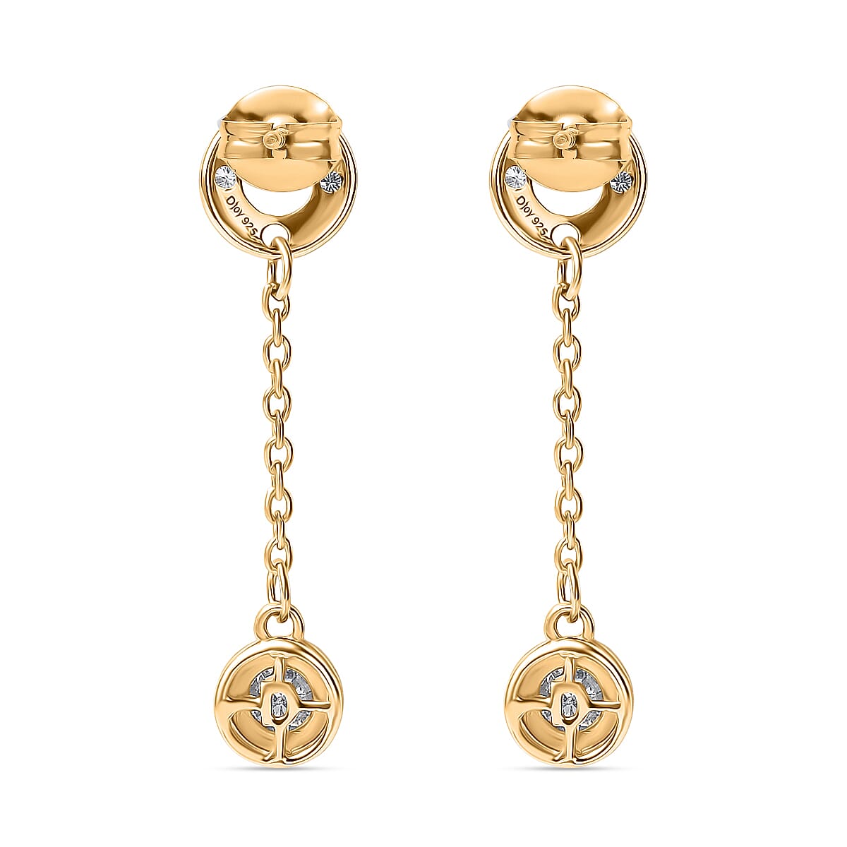 D'Joy Moissanite Earring in 18K Yellow Gold Plating Sterling Silver