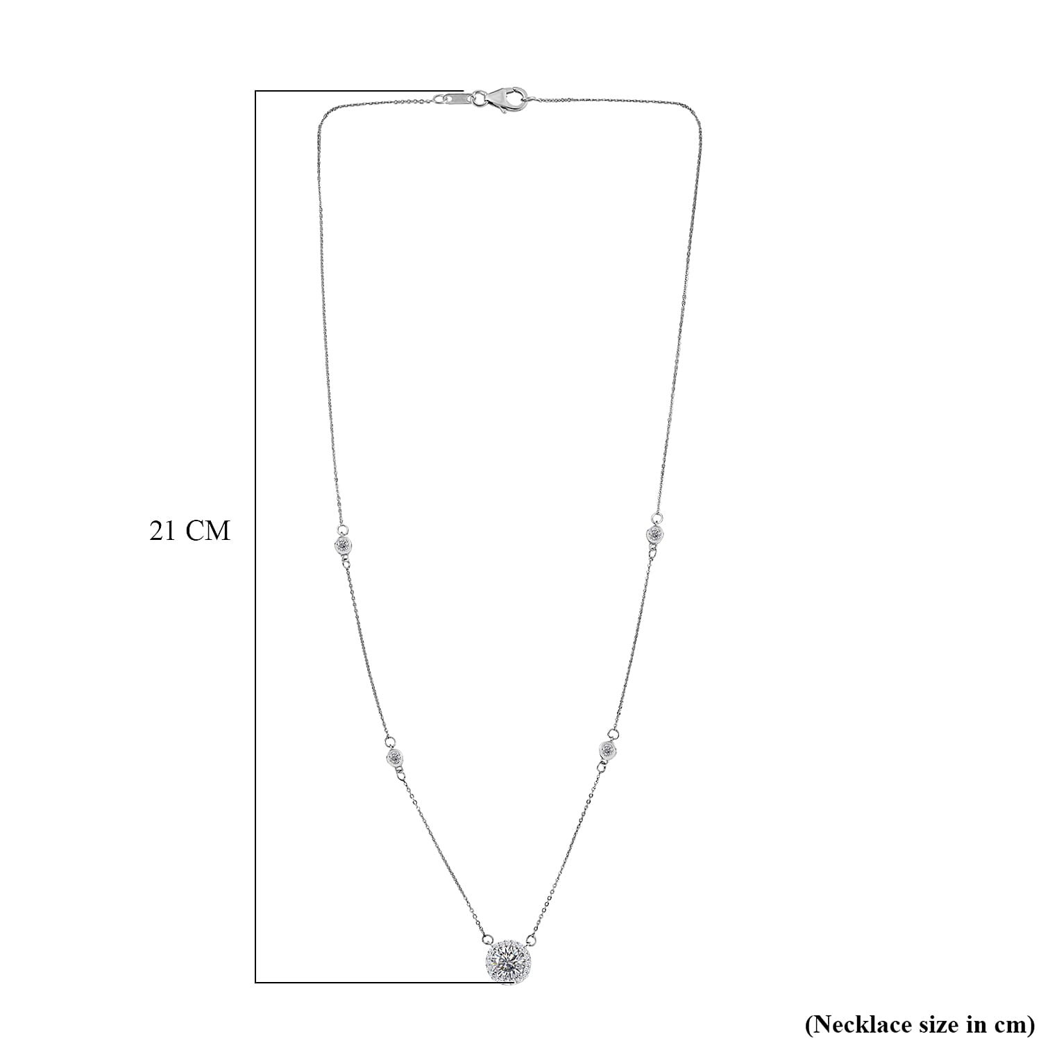 D'Joy Moissanite Station Necklace (Size - 20) in Platinum Overlay Sterling Silver 2.11 Ct.