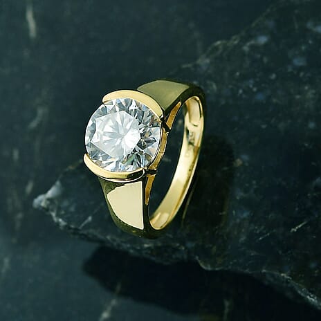 The Moissanite Monster Moment - D'Joy Moissanite Solitaire Ring in 18K Yellow Gold Plating Sterling Silver  3.10 Ct.