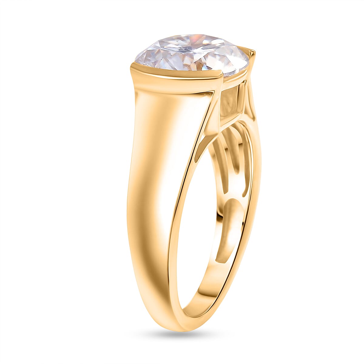 The Moissanite Monster Moment - D'Joy Moissanite Solitaire Ring in 18K Yellow Gold Plating Sterling Silver  3.10 Ct.