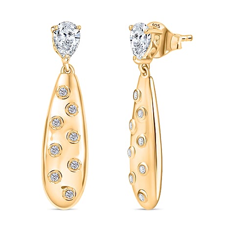 D'Joy Moissanite Earring in 18K Yellow Gold Plated Sterling Silver 1.61 Ct.