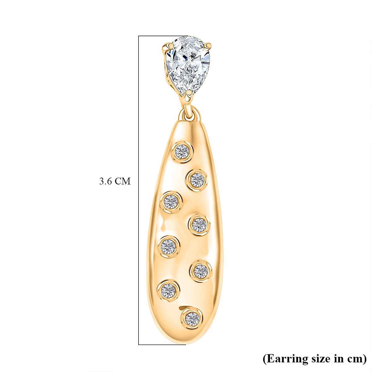 D'Joy Moissanite Earring in 18K Yellow Gold Plated Sterling Silver 1.61 Ct.