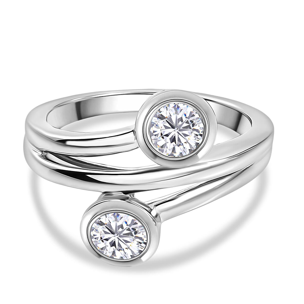 D'Joy Moissanite Ring in Platinum Overlay Sterling Silver