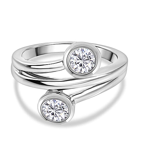 D'Joy Moissanite Ring in Platinum Overlay Sterling Silver