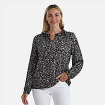 La Marey Jersey Blouse with Frill Collar (Size M) - Black