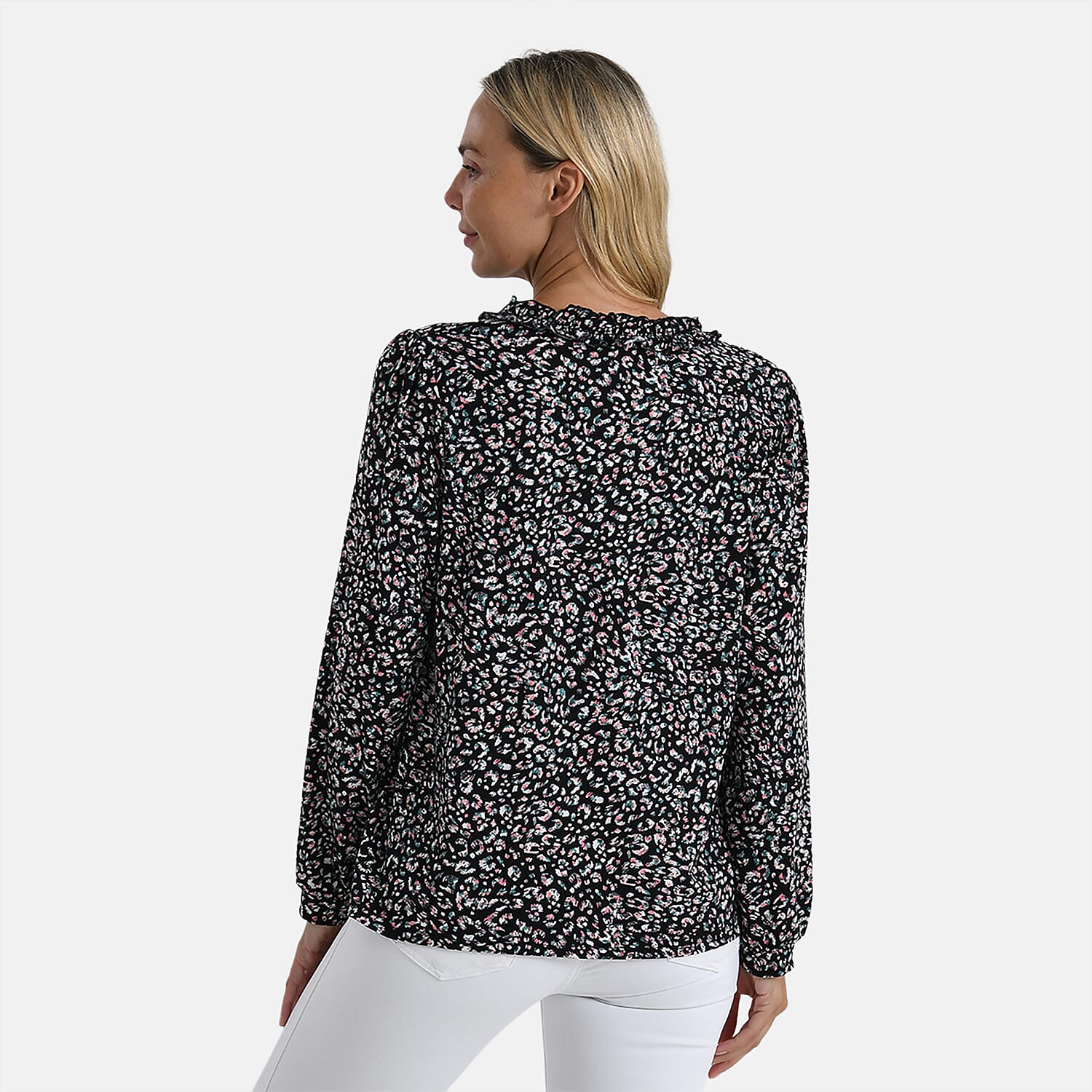 La Marey Jersey Blouse with Frill Collar 