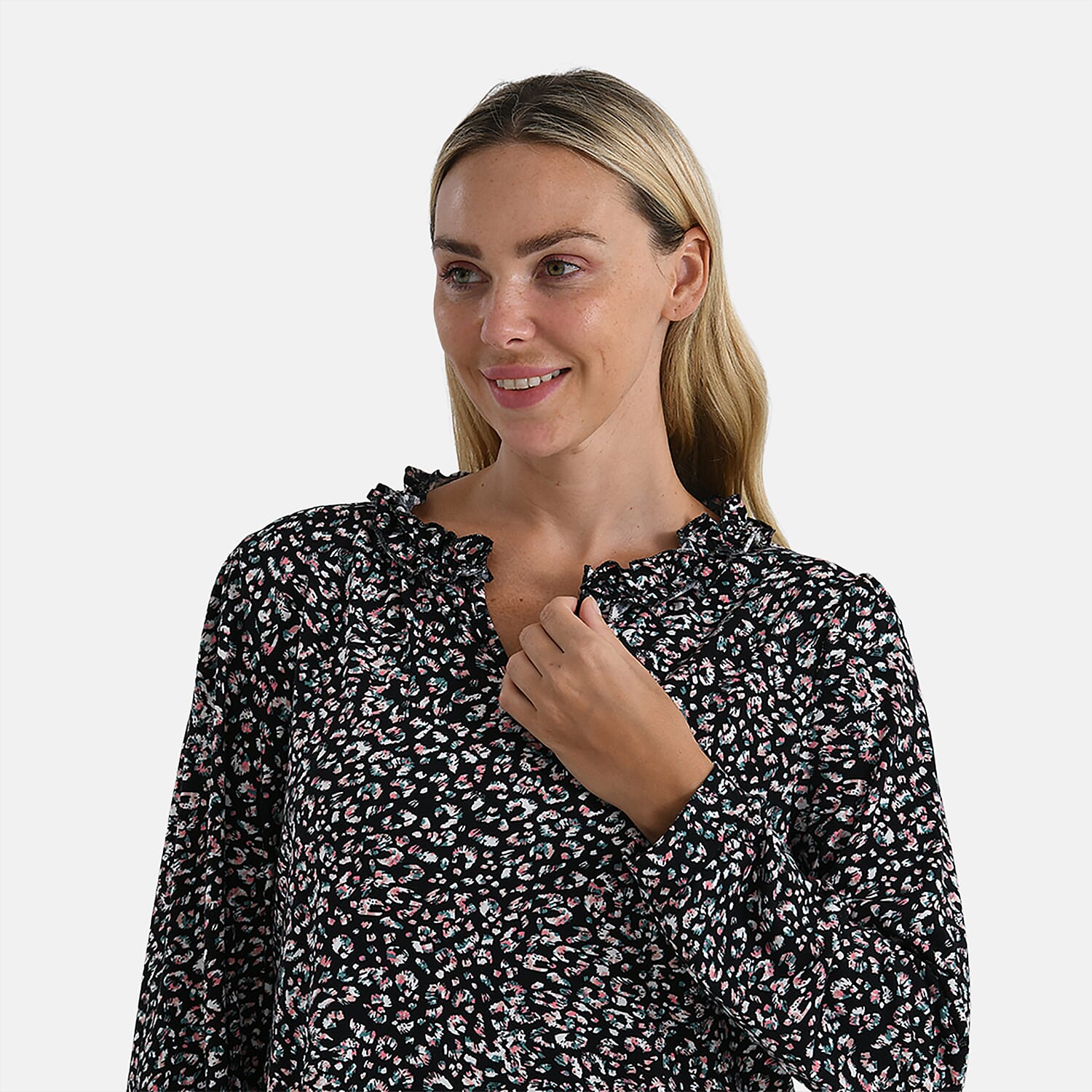 La Marey Jersey Blouse with Frill Collar 