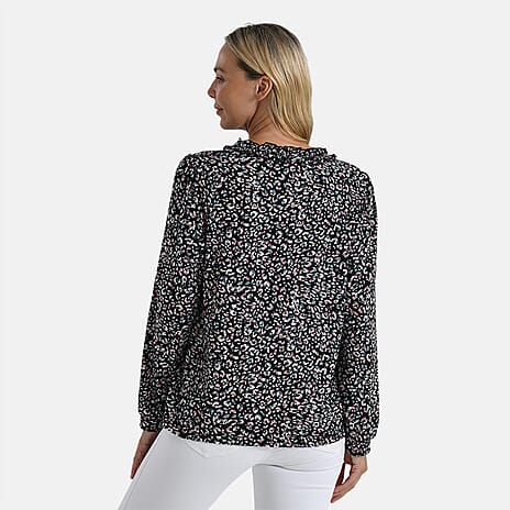 La Marey Jersey Blouse with Frill Collar (Size L) - Black