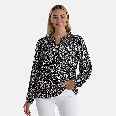 La Marey Jersey Blouse with Frill Collar (Size XL) - Black