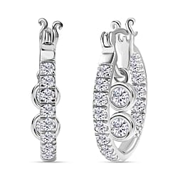 D'Joy Moissanite Earring with Clasp in Platinum Overlay Sterling Silver 1.63 Ct.