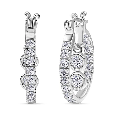 D'Joy Moissanite Earring with Clasp in Platinum Overlay Sterling Silver 1.63 Ct.