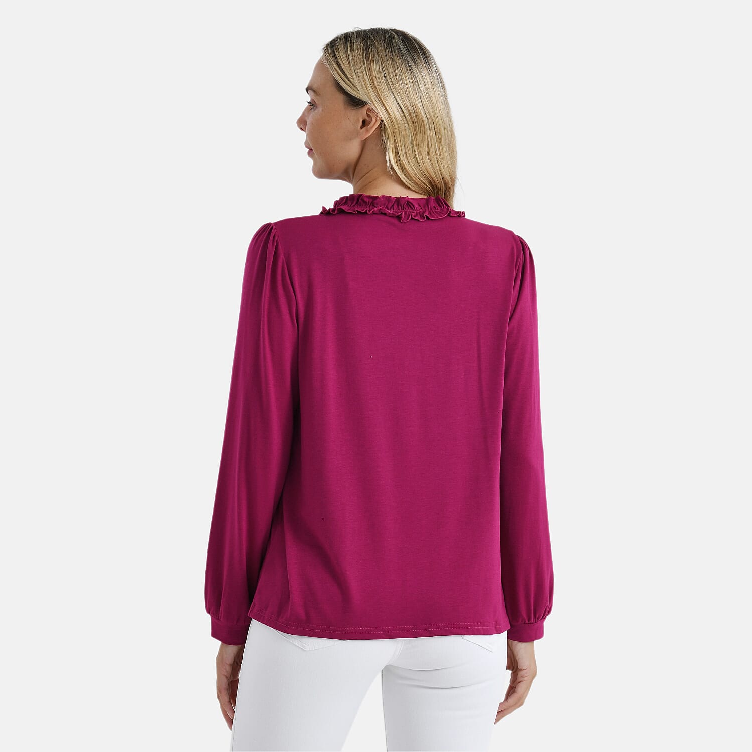 La Marey Jersey Blouse with Frill Collar 