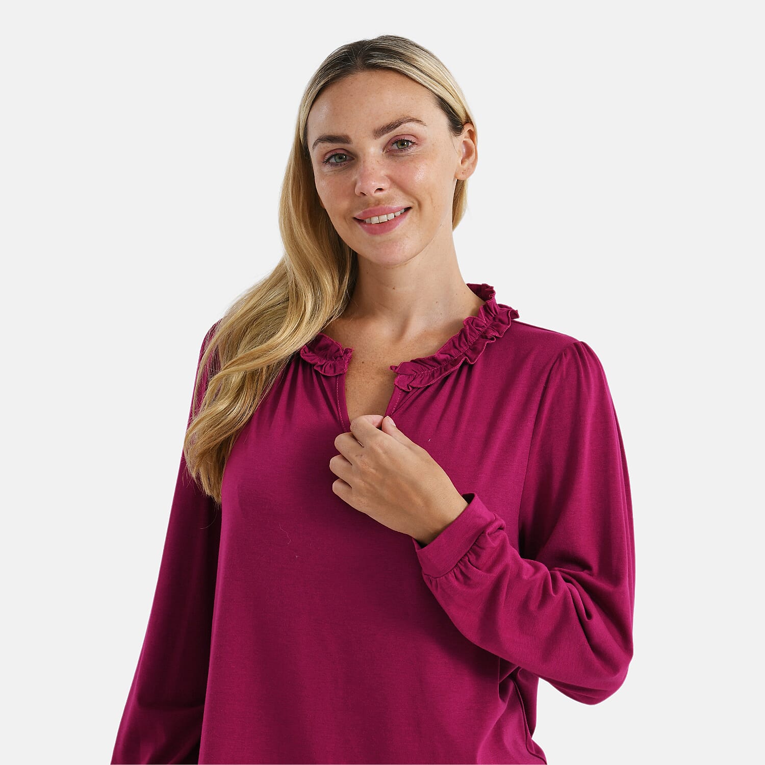 La Marey Jersey Blouse with Frill Collar 