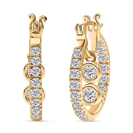 D'Joy Moissanite Earring with Clasp in 18K Yellow Gold Plating Sterling Silver 1.63 Ct.
