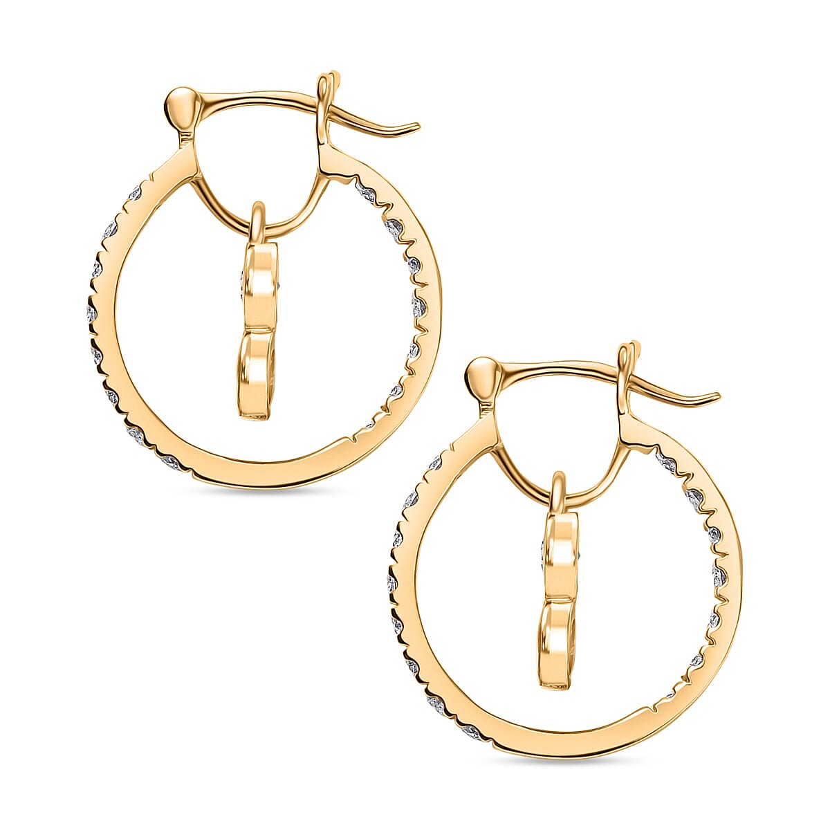 D'Joy Moissanite Earring with Clasp in 18K Yellow Gold Plating Sterling Silver 1.63 Ct.