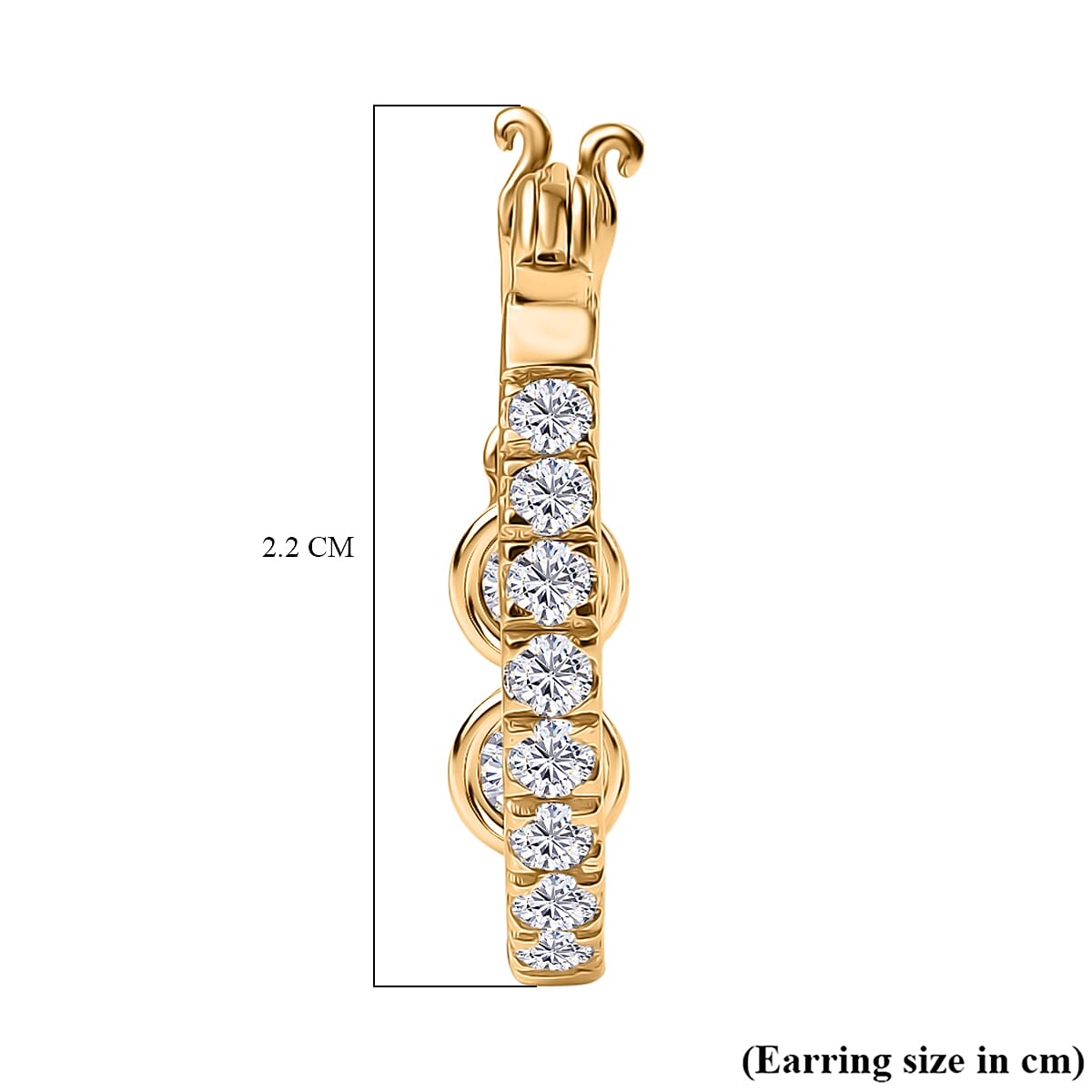 D'Joy Moissanite Earring with Clasp in 18K Yellow Gold Plating Sterling Silver 1.63 Ct.