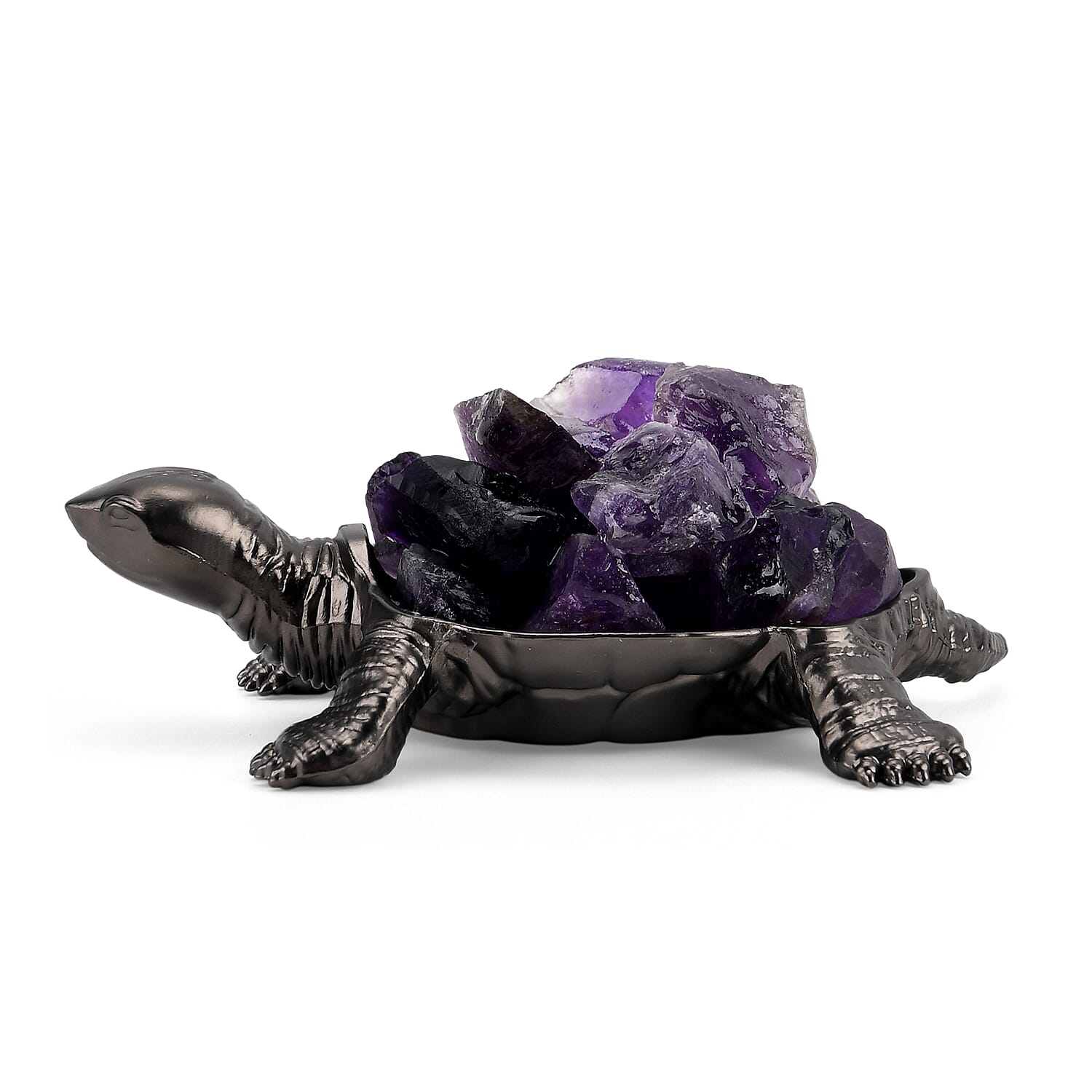 2-Piece  Amethyst Crystal Turtle with Matching Bracelet - Purple