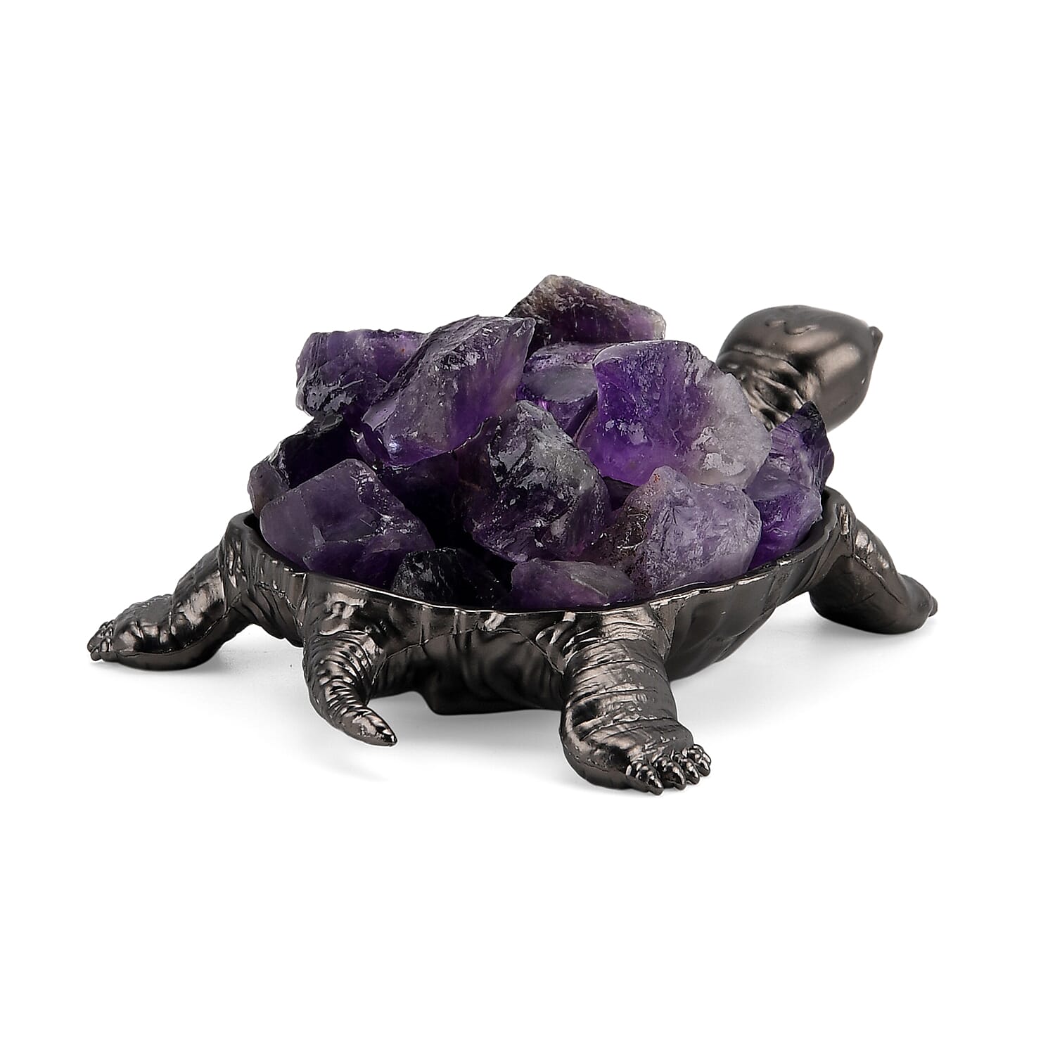 2-Piece  Amethyst Crystal Turtle with Matching Bracelet - Purple