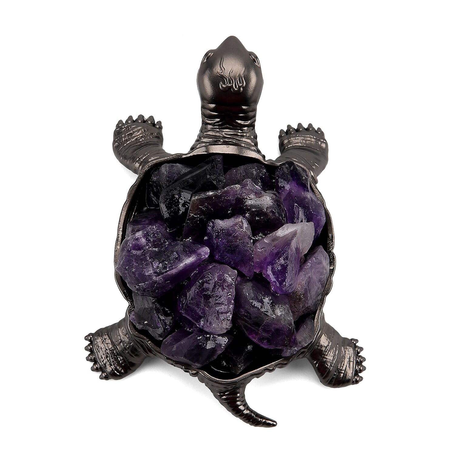 2-Piece  Amethyst Crystal Turtle with Matching Bracelet - Purple
