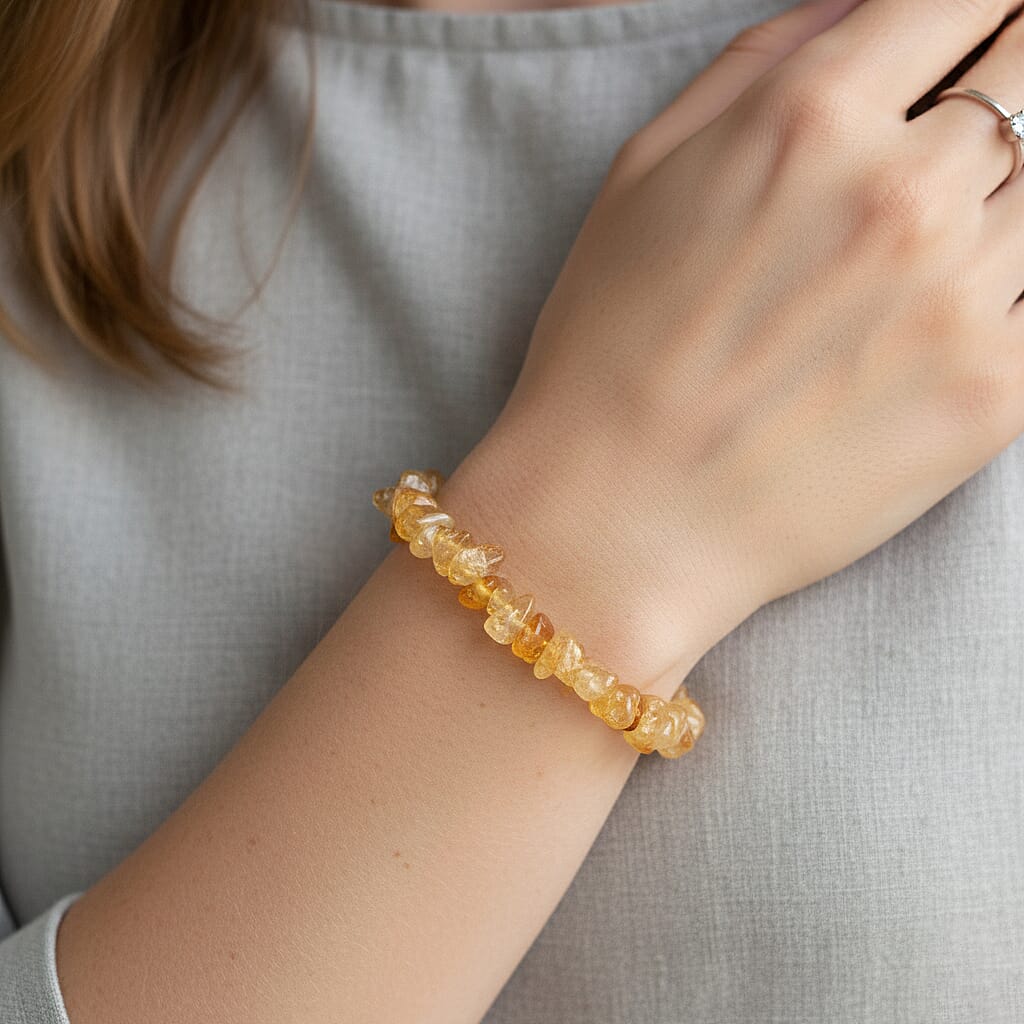 2-Piece Citrine Crystal Turtle with Matching Bracelet - Yellow