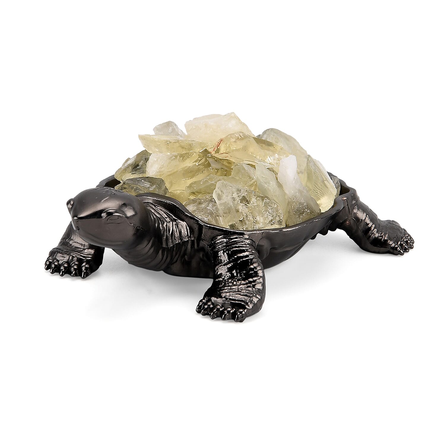 2-Piece Citrine Crystal Turtle with Matching Bracelet - Yellow