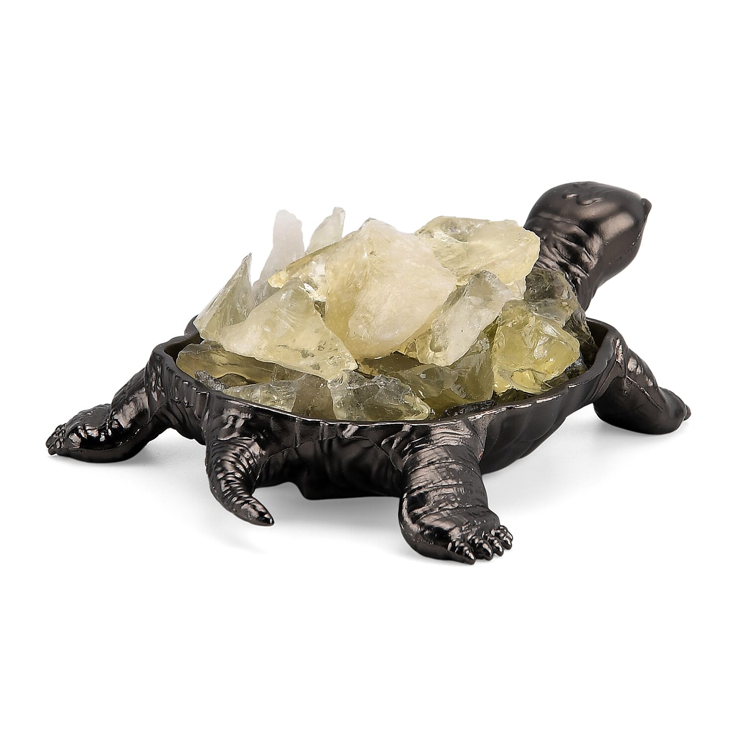 2-Piece Citrine Crystal Turtle with Matching Bracelet - Yellow