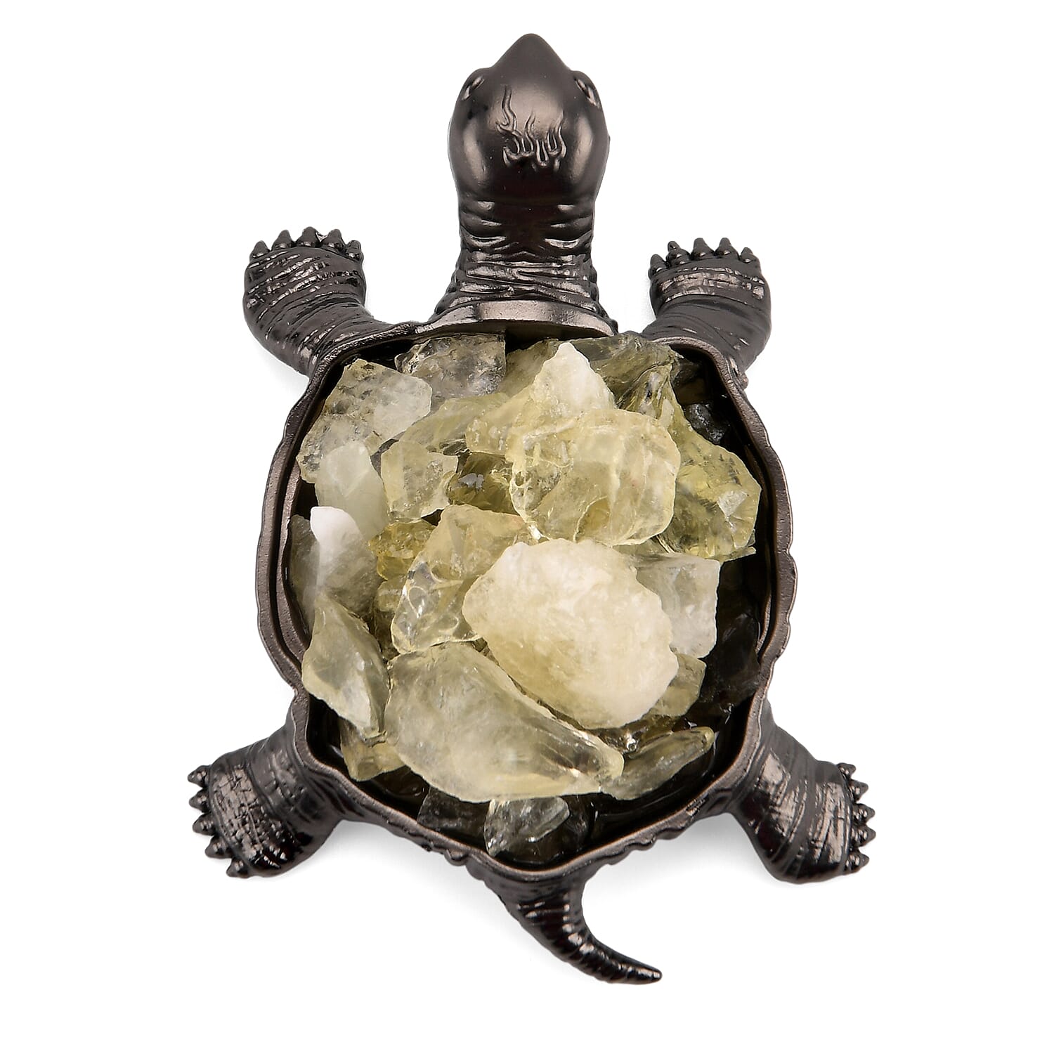 2-Piece Citrine Crystal Turtle with Matching Bracelet - Yellow