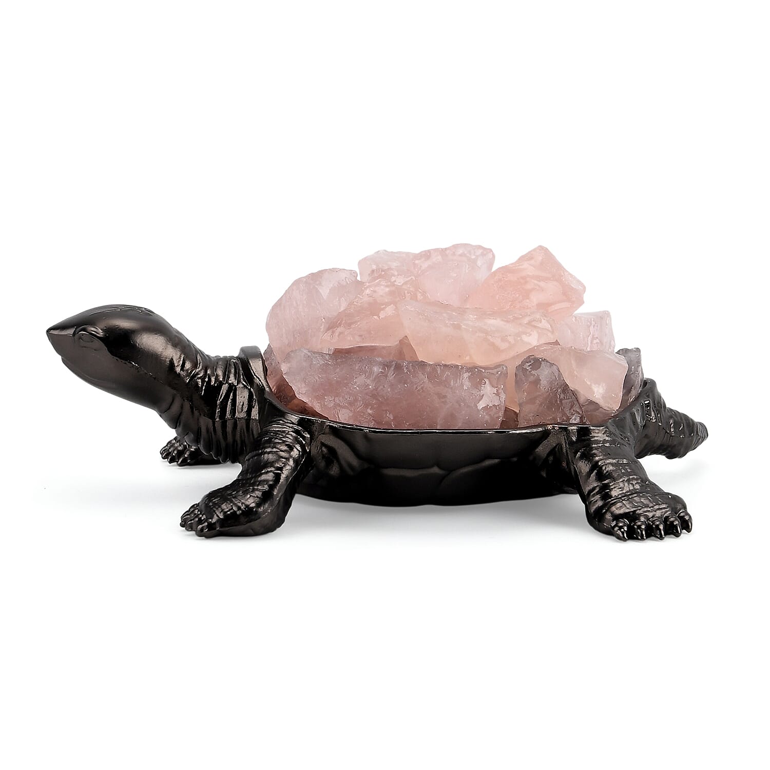 2-Piece Rose Quartz Crystal Turtle with Matching Bracelet - Pink