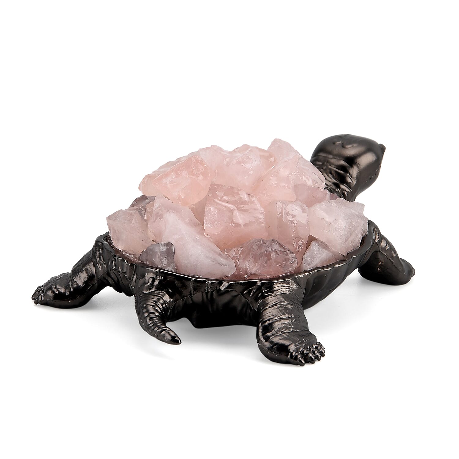 2-Piece Rose Quartz Crystal Turtle with Matching Bracelet - Pink