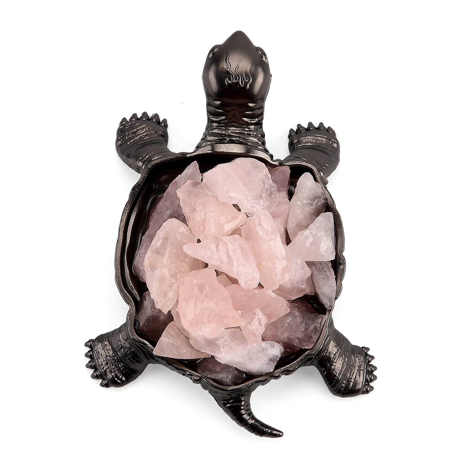 2-Piece Rose Quartz Crystal Turtle with Matching Bracelet - Pink