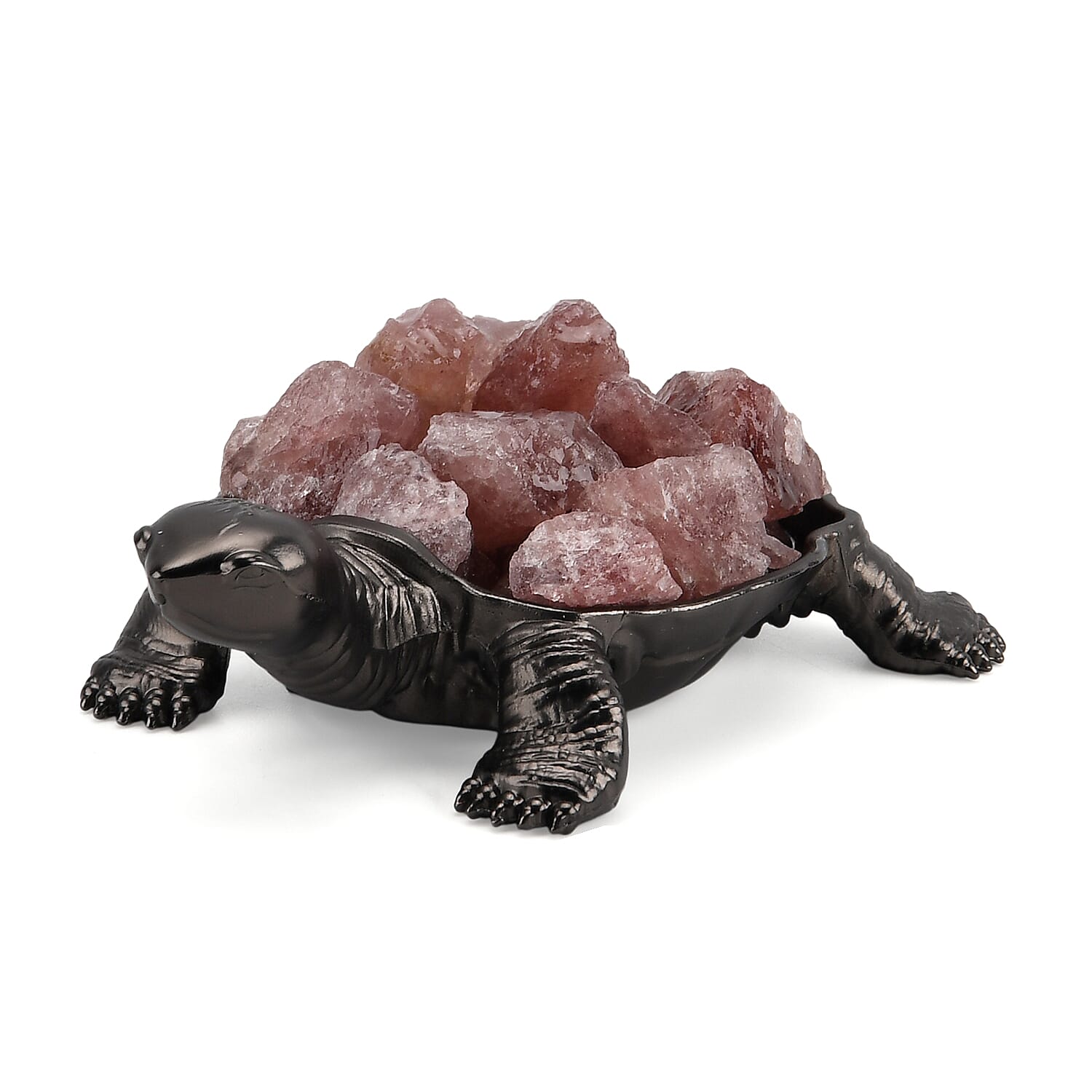 2-Piece  Strawberry Quartz Crystal Turtle with Matching Bracelet - Rose Red