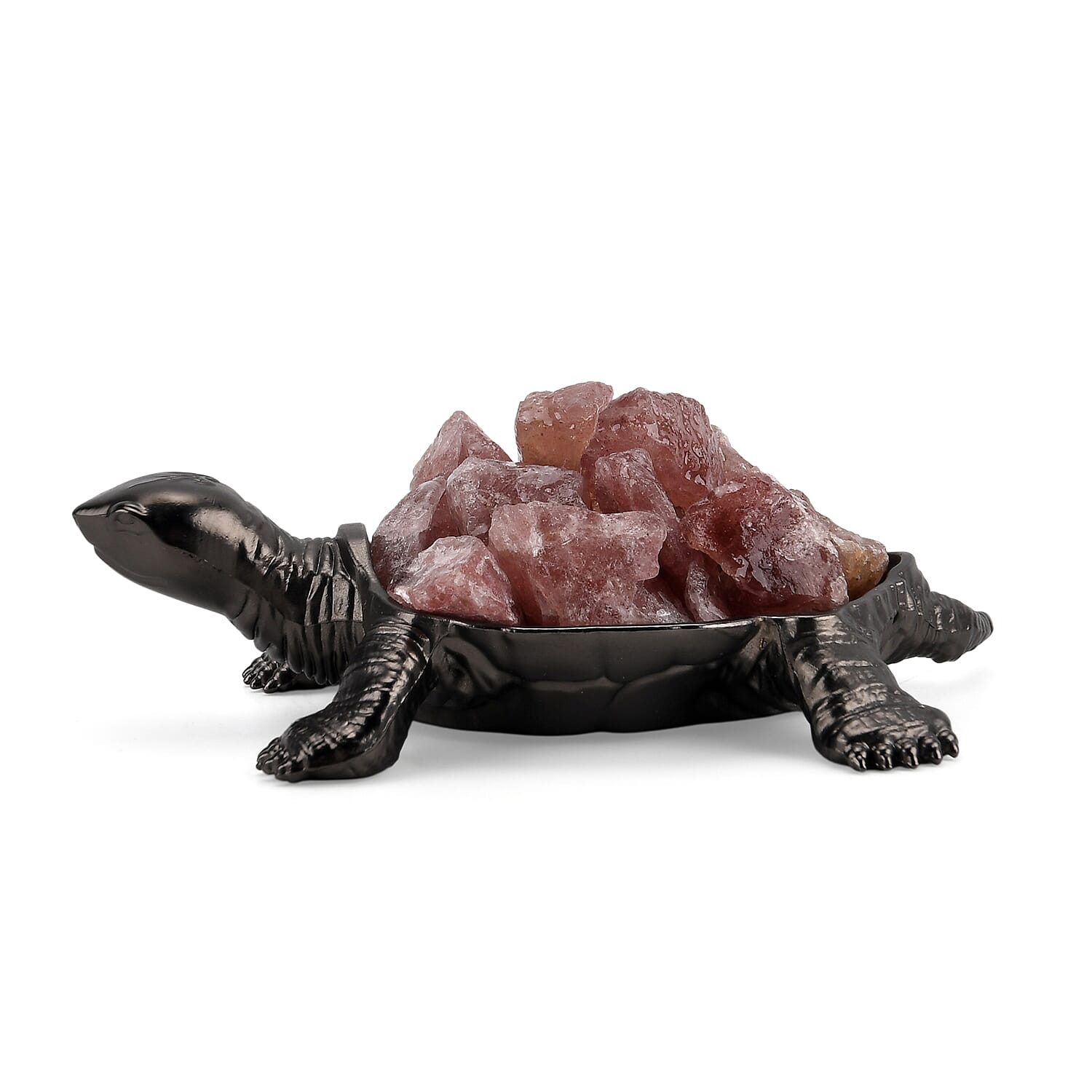2-Piece  Strawberry Quartz Crystal Turtle with Matching Bracelet - Rose Red