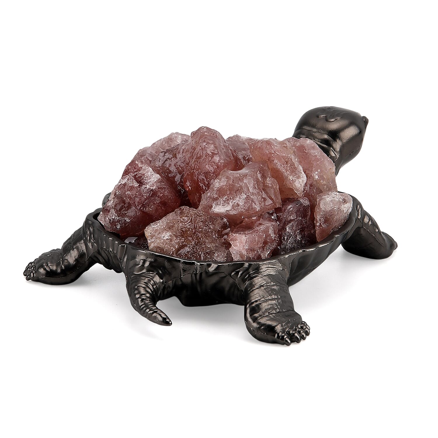 2-Piece  Strawberry Quartz Crystal Turtle with Matching Bracelet - Rose Red