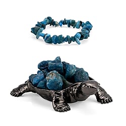 2-Piece Rose Quartz Crystal Turtle with Matching Bracelet - Pink