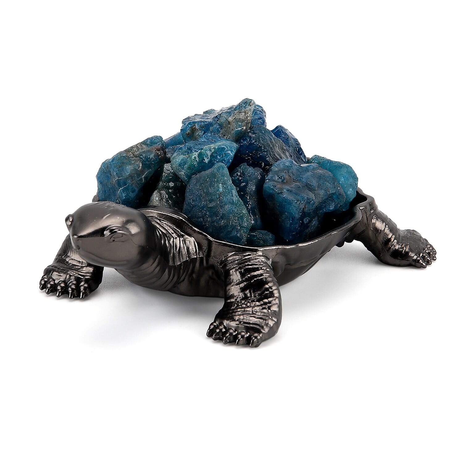 2-Piece  Apatite Crystal Turtle with Matching Bracelet - Blue