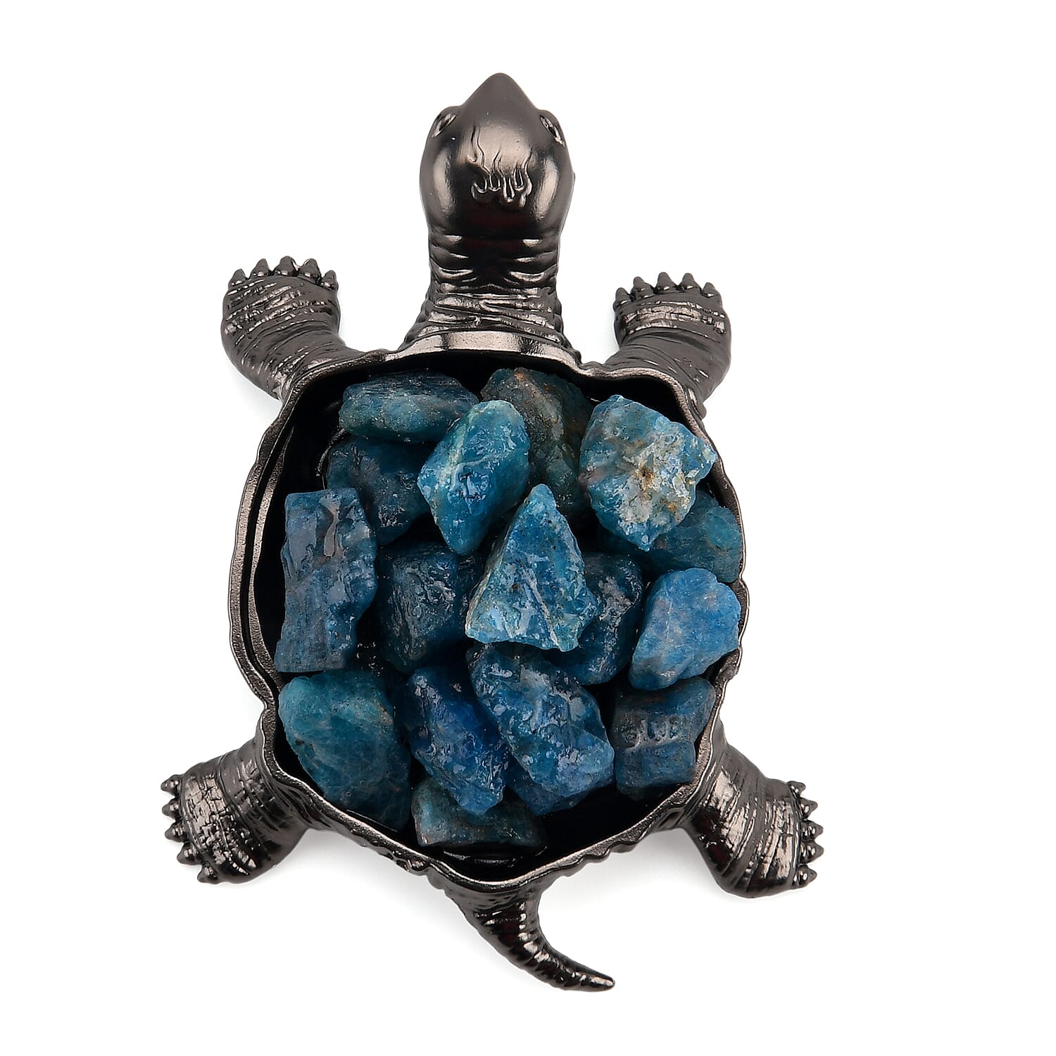 2-Piece  Apatite Crystal Turtle with Matching Bracelet - Blue