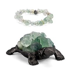 2-Piece Rose Quartz Crystal Turtle with Matching Bracelet - Pink