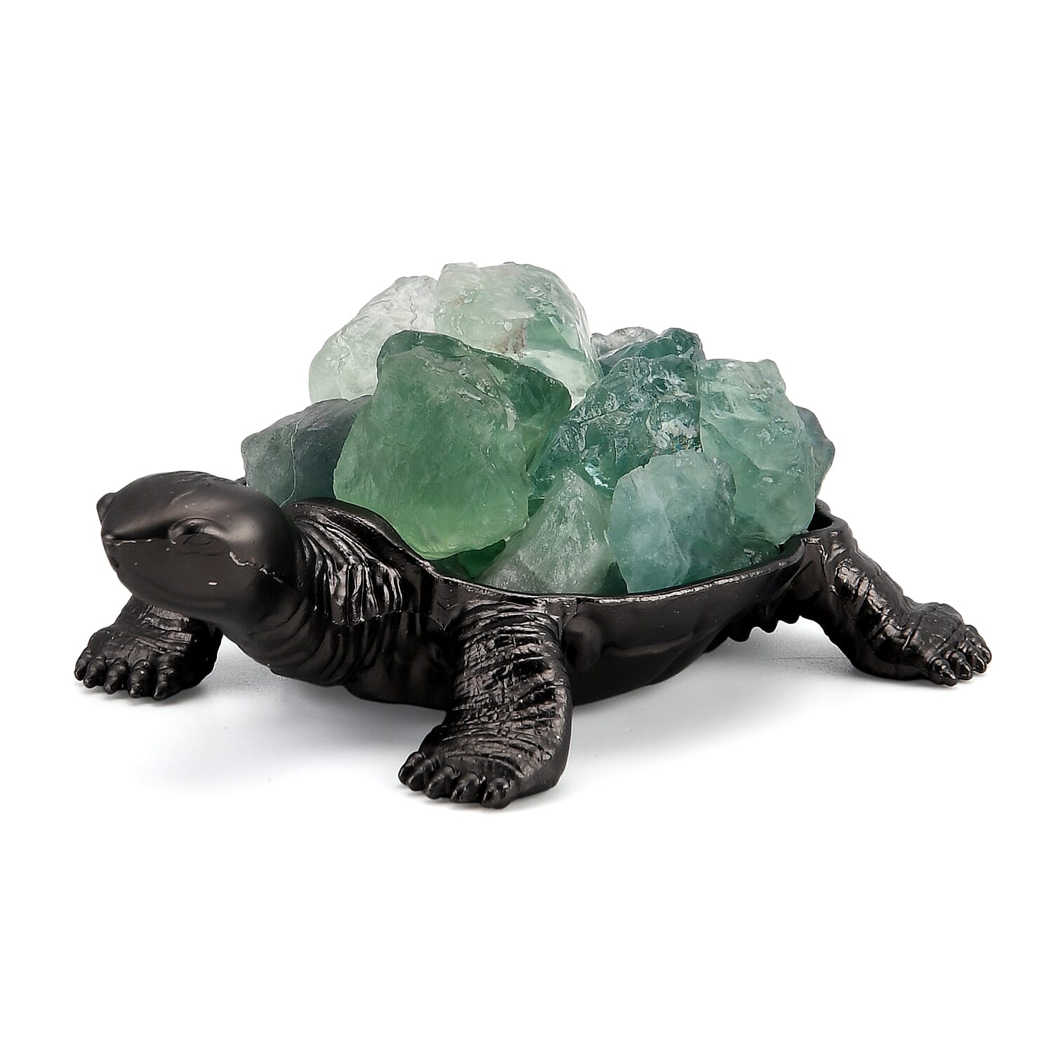 2-Piece Fluorite Crystal Turtle with Matching Bracelet - Green