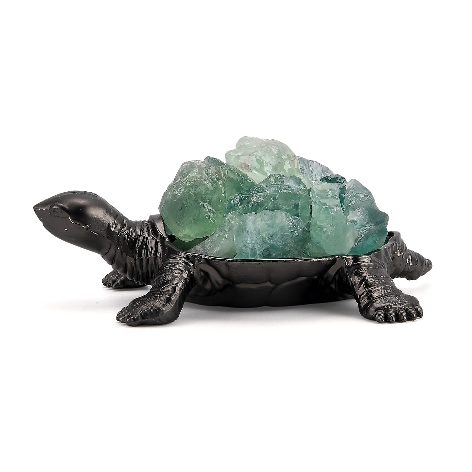 2-Piece Fluorite Crystal Turtle with Matching Bracelet - Green