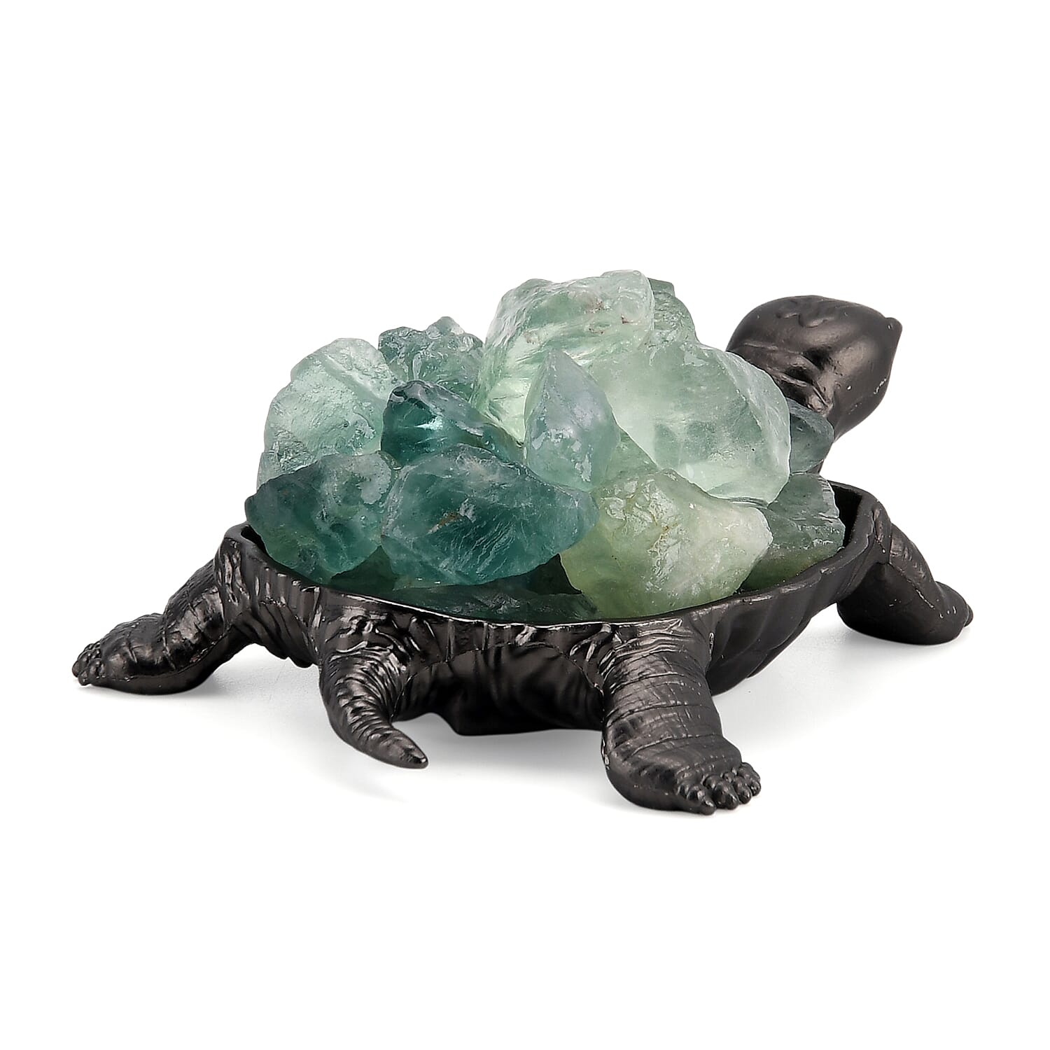 2-Piece Fluorite Crystal Turtle with Matching Bracelet - Green