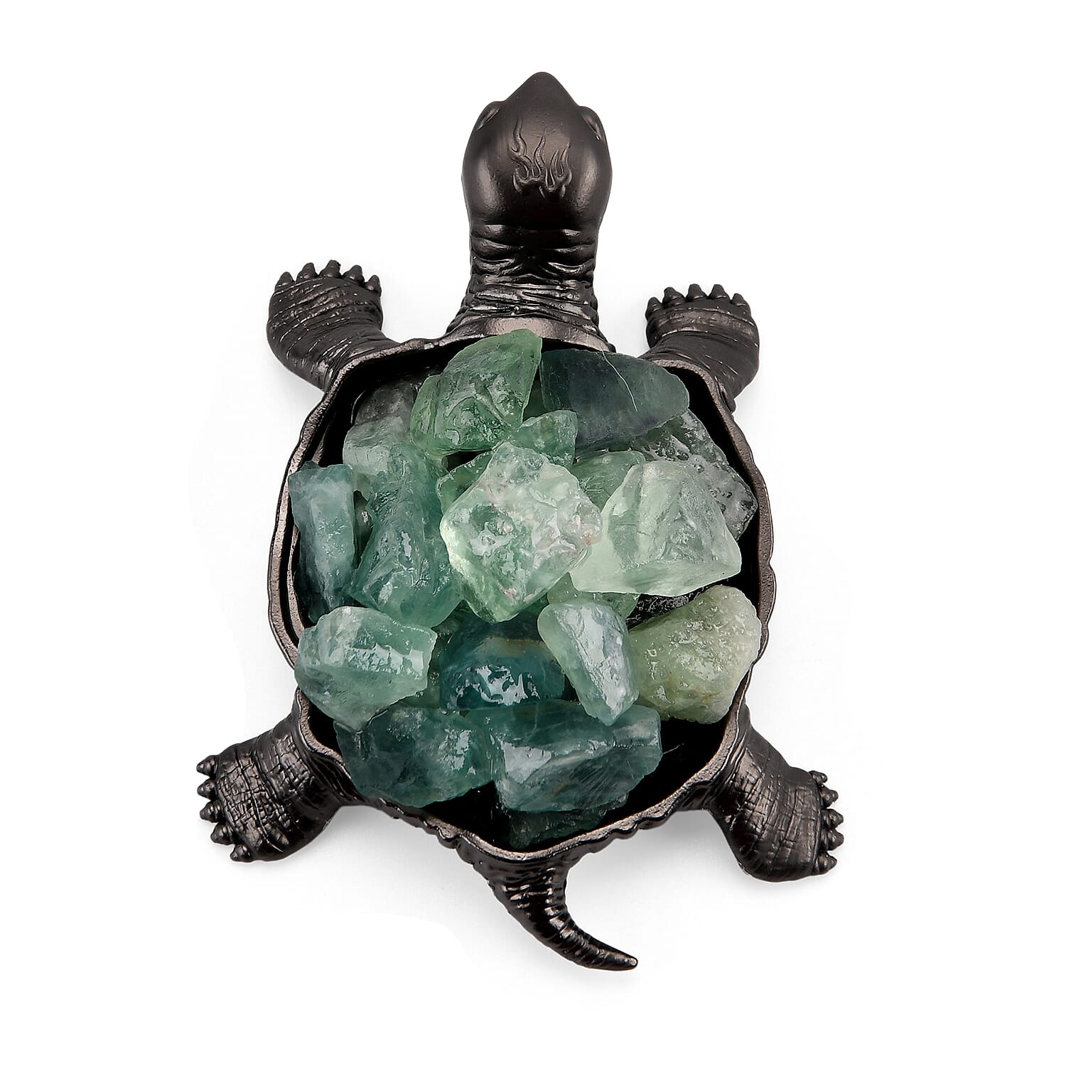 2-Piece Fluorite Crystal Turtle with Matching Bracelet - Green