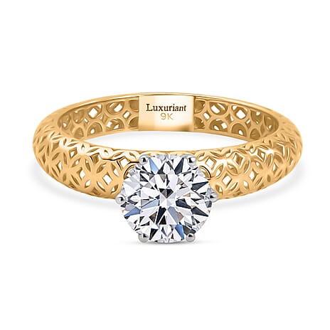 Luxuriant 9K Yellow Gold SGL Certified Lab Grown Diamond (SI-GH) Solitaire Ring 1.02 Ct.
