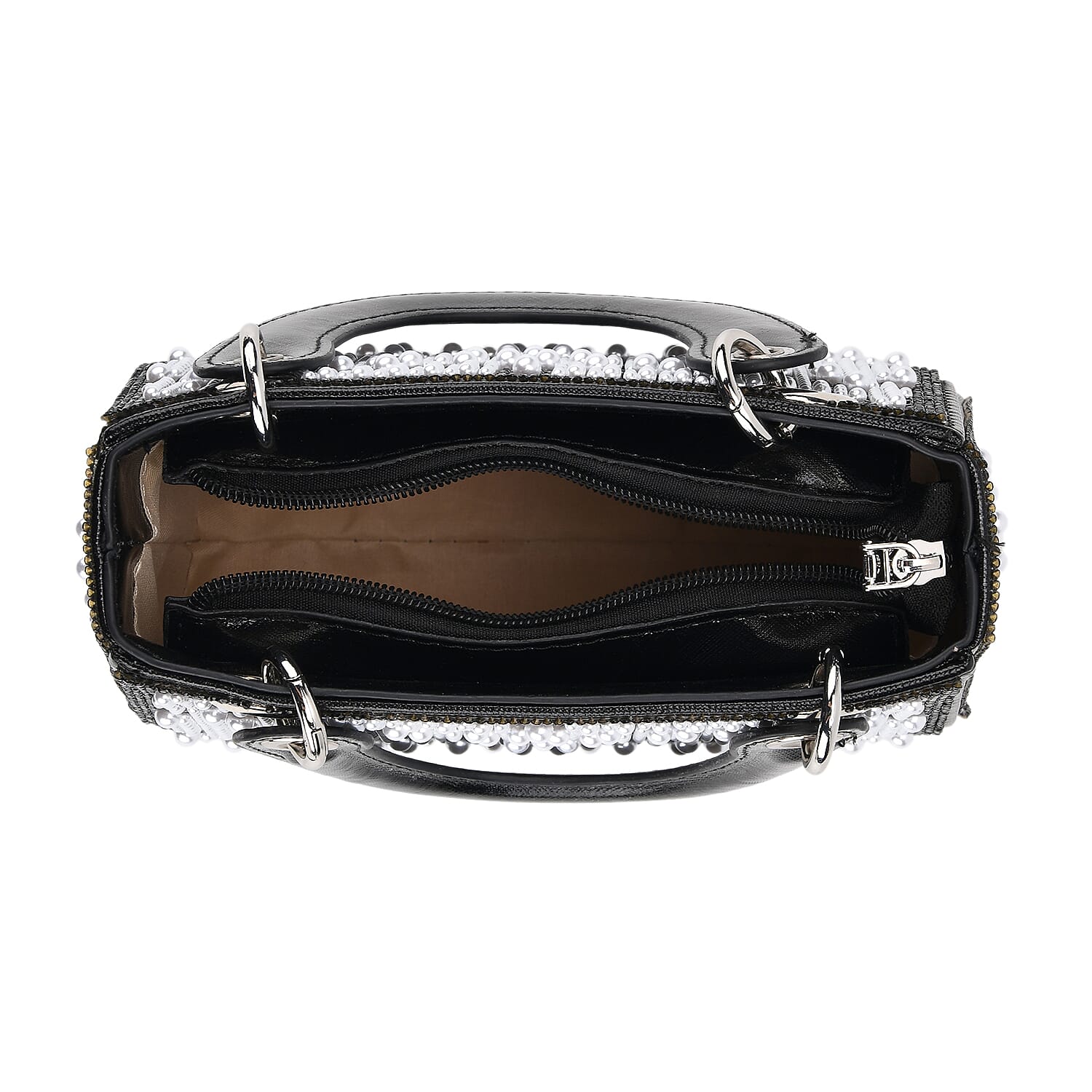 Designer Inspired- Toggle Clip Crystal Clutch Bag with Handle Drop - Black