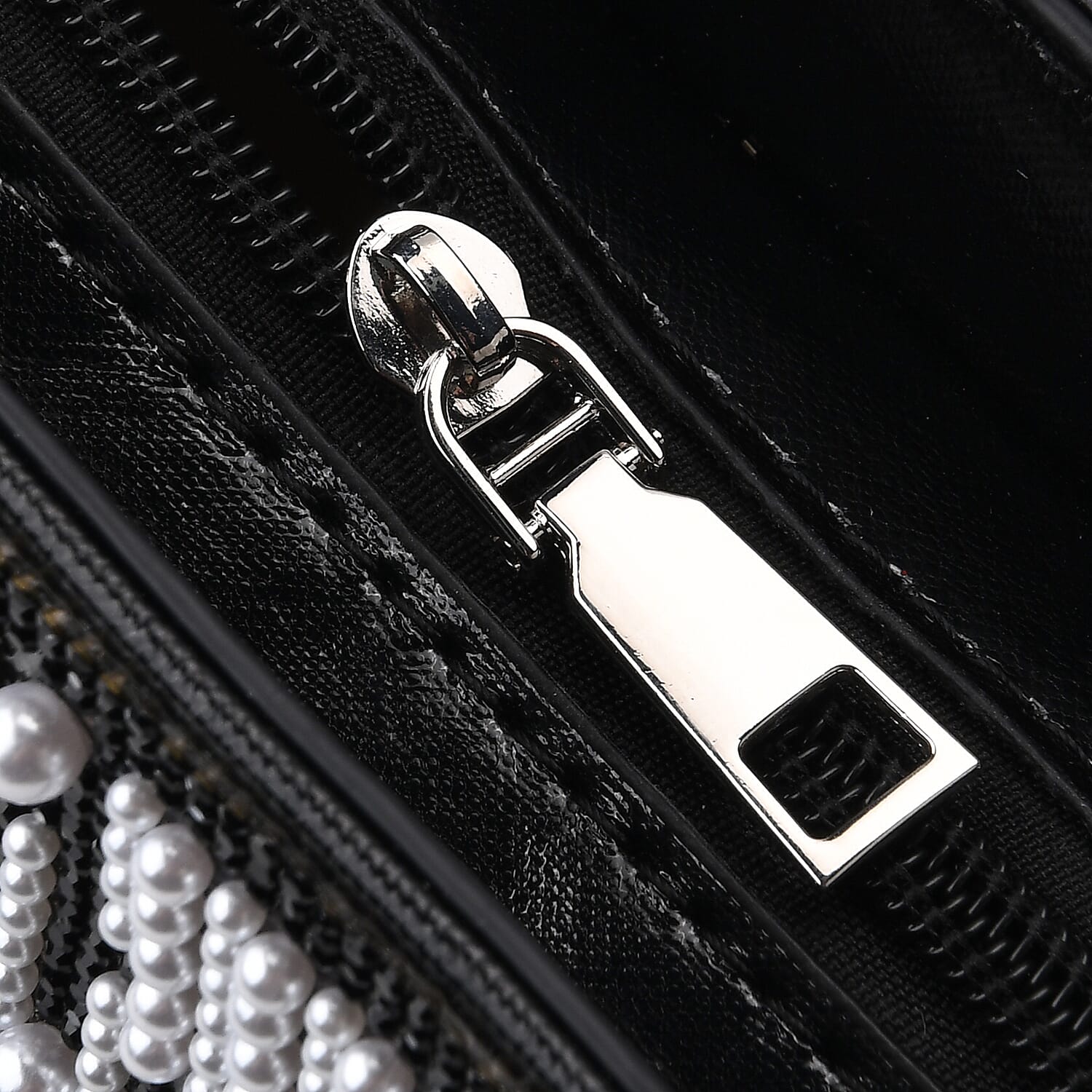 Designer Inspired- Toggle Clip Crystal Clutch Bag with Handle Drop - Black