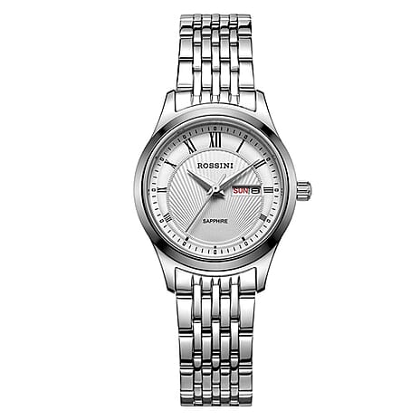 Rossini Quartz Movt. 3ATM WR Silver Dial Silver Case Watch with Silver Stainless Steel Strap
