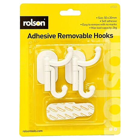 Pack of 2 Removable Adhesive Hooks - White